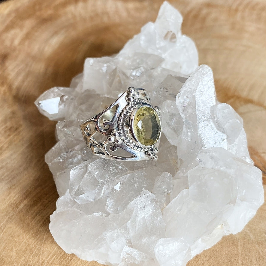 Lemon Quartz Oval Gemstone Ring Surya Kalapriya Jewellery For Lovers of Handcrafted Jewellery