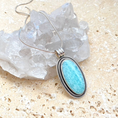 Amazonite Oval Pendant - Phoenix