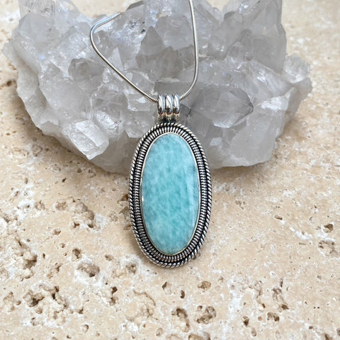 Amazonite Oval Pendant - Phoenix