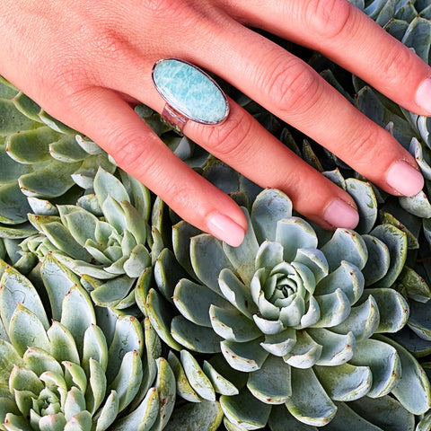 Amazonite Oval Ring - Gaia