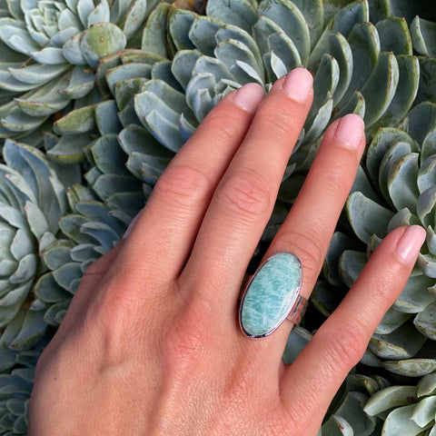 Amazonite Oval Ring - Gaia