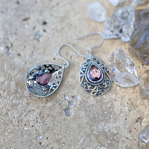 Amethyst Teardrop Earrings