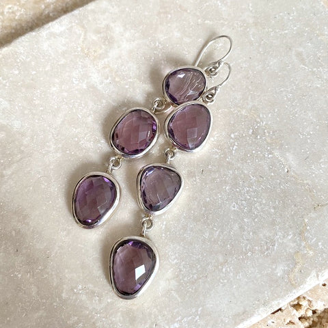 Amethyst Rose Cut Drop Earrings