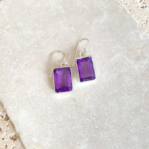 Amethyst Rectangular Earrings - Grace