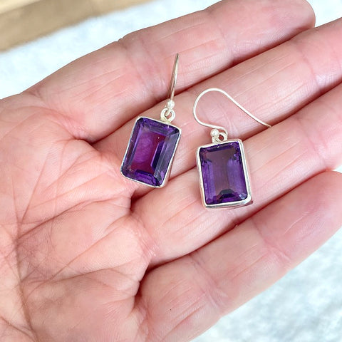 Amethyst Rectangular Earrings - Grace