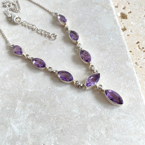 Amethyst Marquise Necklace - Grace