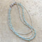 Aquamarine & Pearl Three Stand Beaded Necklace