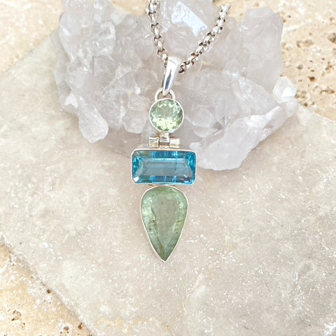 Aquamarine Triple Gem Pendant