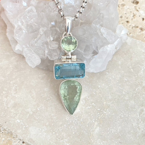 Aquamarine Triple Gem Pendant