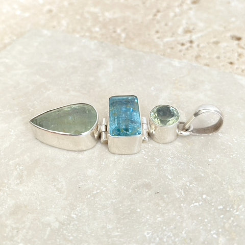 Aquamarine Triple Gem Pendant