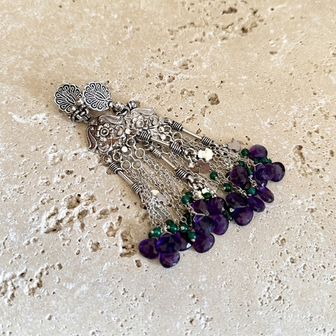 Amethyst & Onyx Beaded Earrings