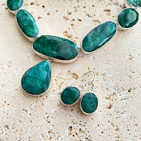 Emerald Quartz Necklace & Earring Set - Grace