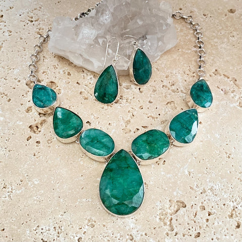 Emerald Quartz Necklace & Earring Set - Grace