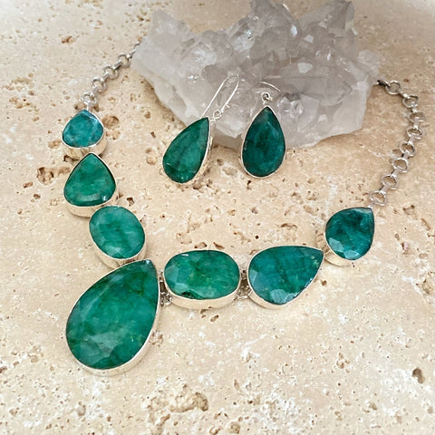 Emerald Quartz Necklace & Earring Set - Grace