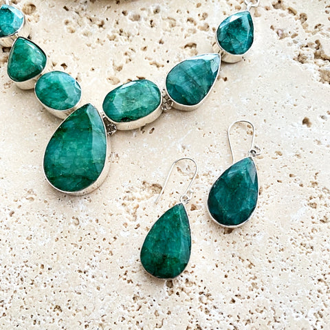 Emerald Quartz Necklace & Earring Set - Grace