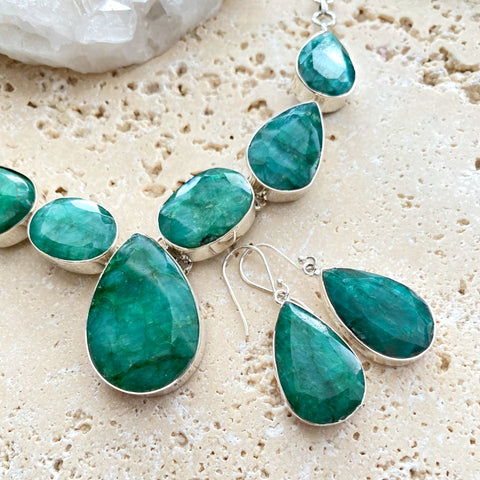 Emerald Quartz Necklace & Earring Set - Grace