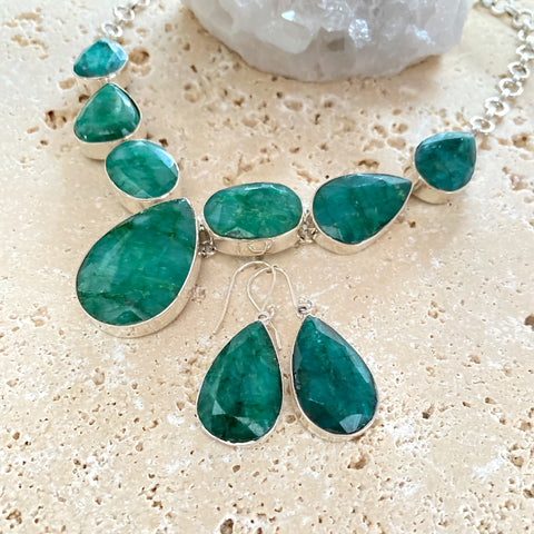 Emerald Quartz Necklace & Earring Set - Grace