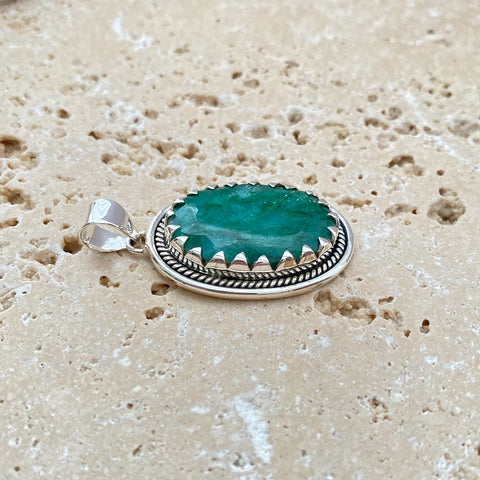 Emerald Quartz Oval Pendant - Anjali