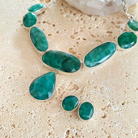 Emerald Quartz Necklace & Earring Set - Grace