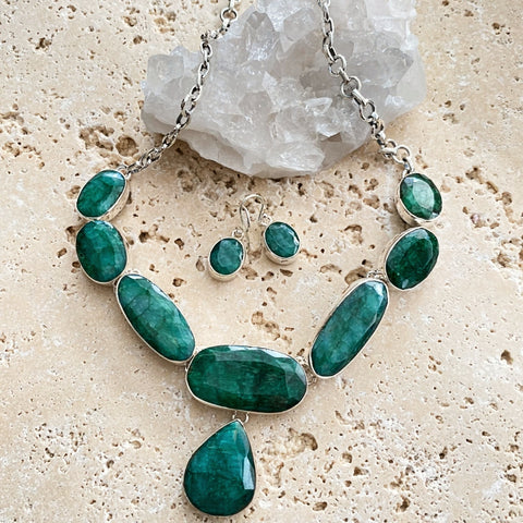 Emerald Quartz Necklace & Earring Set - Grace