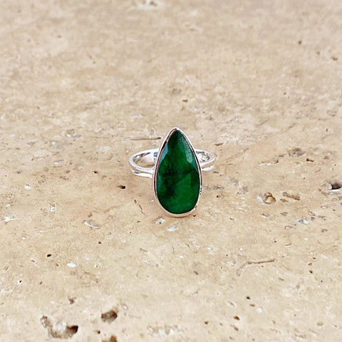 Emerald Quartz Teardrop Ring - Solange