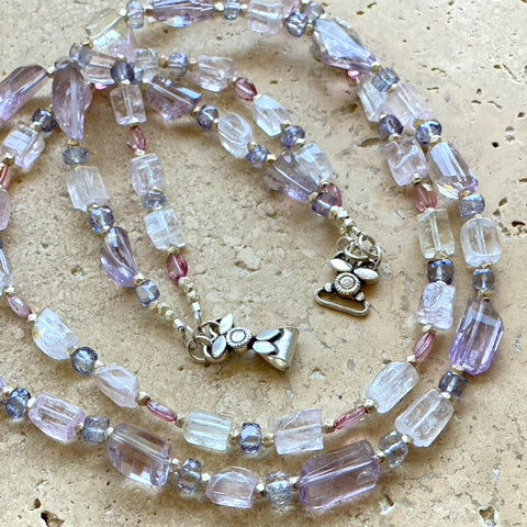 Kunzite, Topaz & Amethyst Double Stand Beads