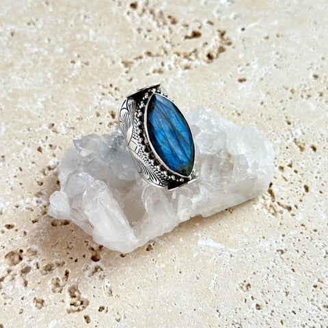 Labradorite Large Marquise Devani Ring