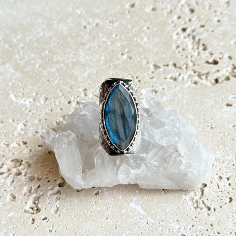 Labradorite Large Marquise Devani Ring