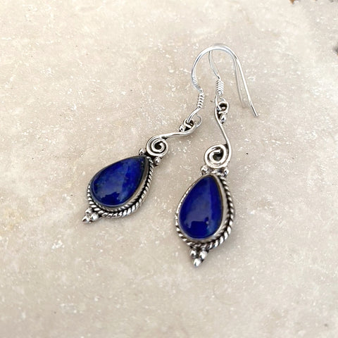 Lapis Lazuli Teardrop Earrings - Safi