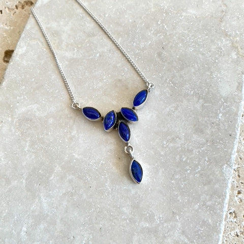 Lapis Marquise Gemstone Necklace - Ava