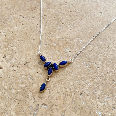 Lapis Marquise Gemstone Necklace - Ava