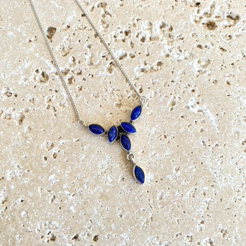 Lapis Marquise Gemstone Necklace - Ava