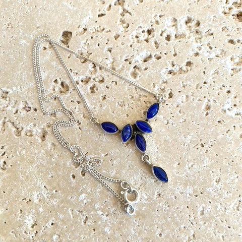 Lapis Marquise Gemstone Necklace - Ava