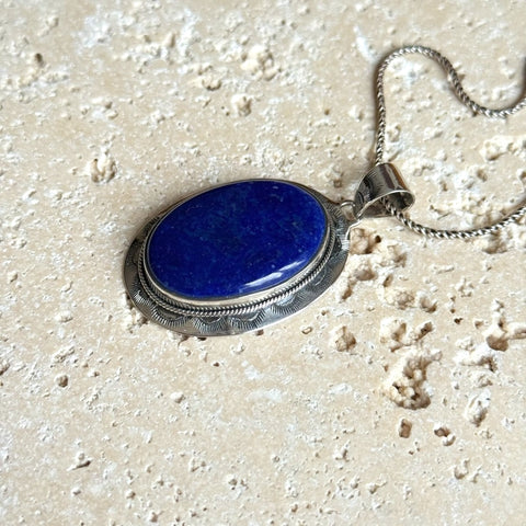 Lapis Lazuli Oval Pendant - Navajo