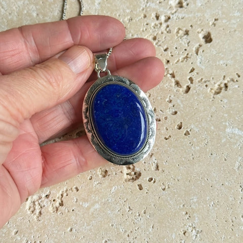 Lapis Lazuli Oval Pendant - Navajo