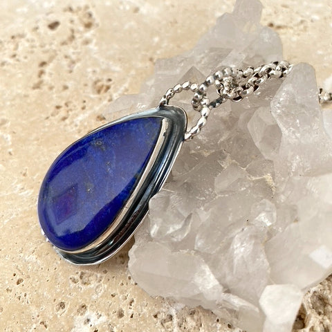 Lapis Lazuli Teardrop Pendant - Noir