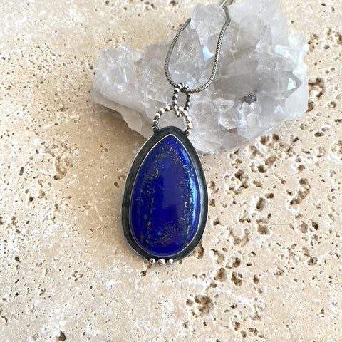 Lapis Lazuli Teardrop Pendant - Noir