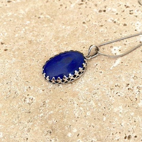 Lapis Pendant & Earring Set - Lace