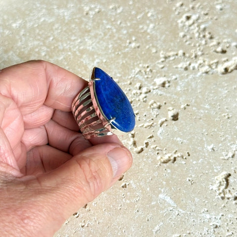 Lapis Lazuli Teardrop Ring - Nadia