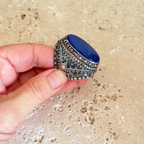 Lapis Lazuli Large Oval Ring - Samarqand