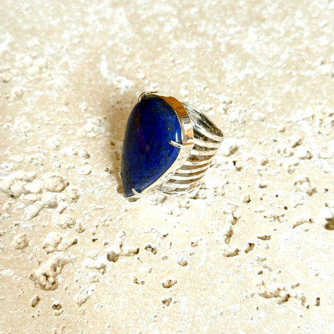 Lapis Lazuli Teardrop Ring - Nadia