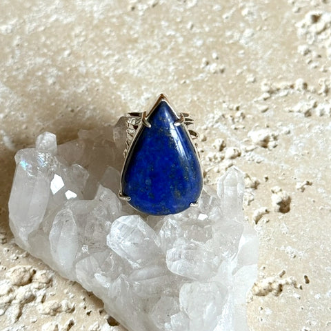 Lapis Lazuli Teardrop Ring - Nadia