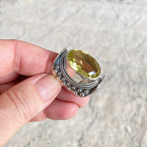 Lemon Quartz Mt Abu Ring