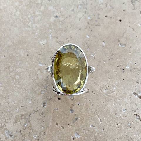 Lemon Quartz Ring with Large Oval Stone - Nafisa