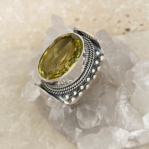 Lemon Quartz Mt Abu Ring