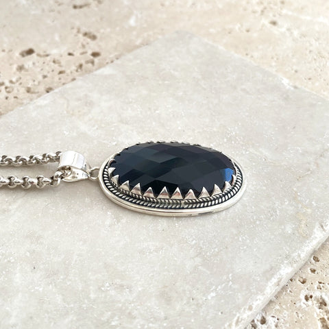 Onyx Oval Gemstone Pendant - Anjali
