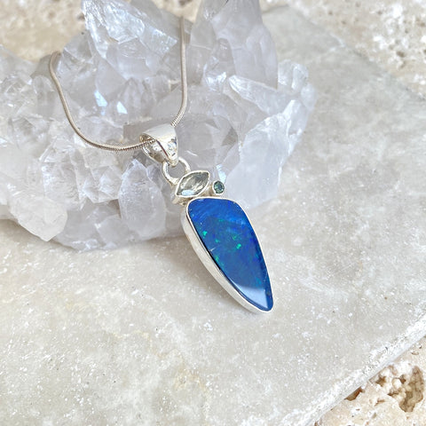 Opal & Aquamarine Jungli Pendant