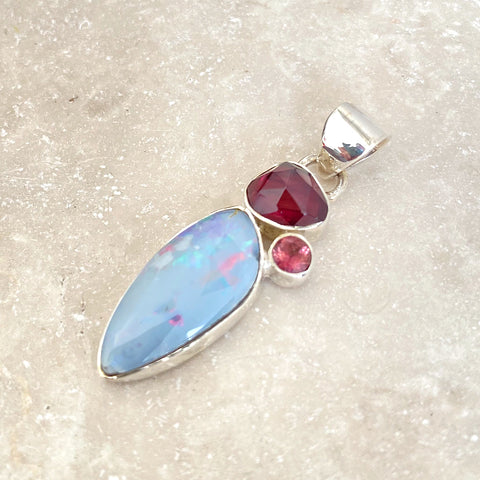 Opal & Garnet Jungli Pendant