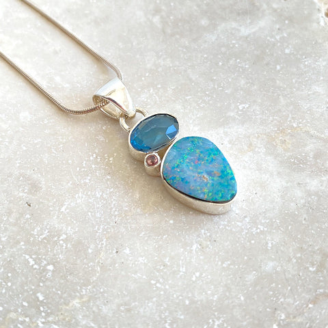 Opal & Topaz Jungli Pendant