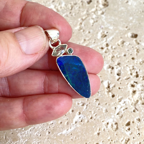 Opal & Aquamarine Jungli Pendant